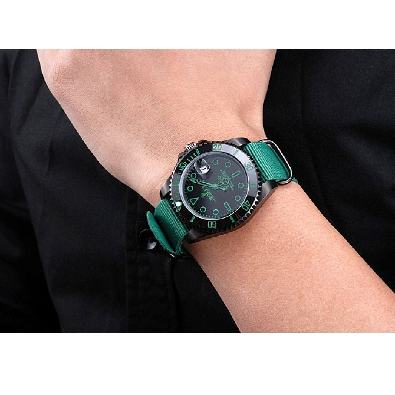 Aaa replica Rolex Strap Nylon Stealth Submariner Green 622009 0607
